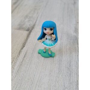 Mini blue‎ hair glitter white dress Girl doll toy figure